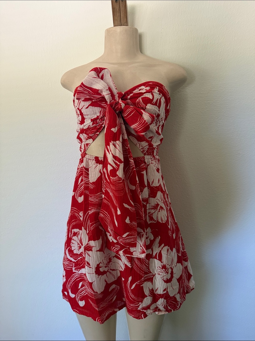 Faithfull the brand red floral halter dress 6